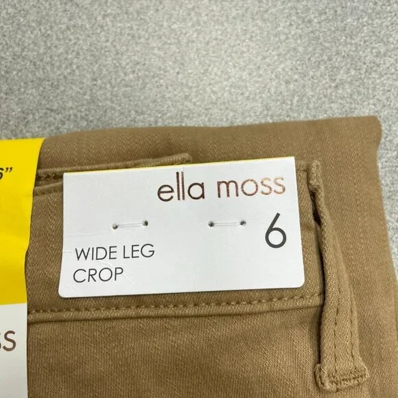 NEW Ella Moss Women's 6 Wide Leg Crop High-Rise Pants Brown Cotton G1471 - Picture 10 of 11